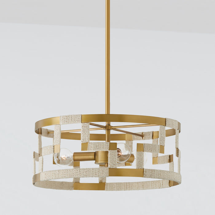 Capital Lighting - 241031NL - Three Light Semi-Flush Mount - Hala - Bleached Natural Jute and Patinaed Brass