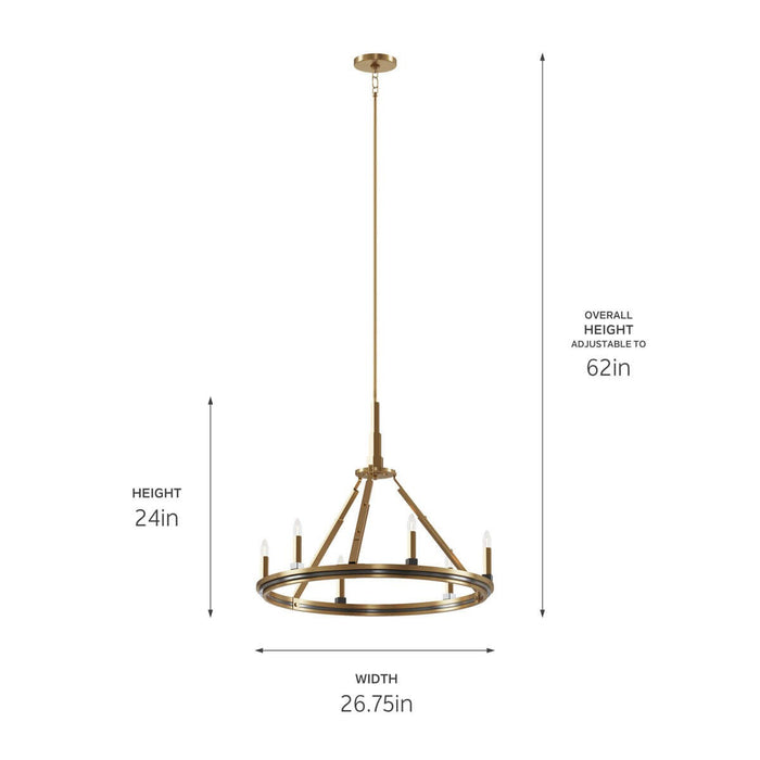 Kichler - 52420BNB - Six Light Chandelier - Emmala - Brushed Natural Brass