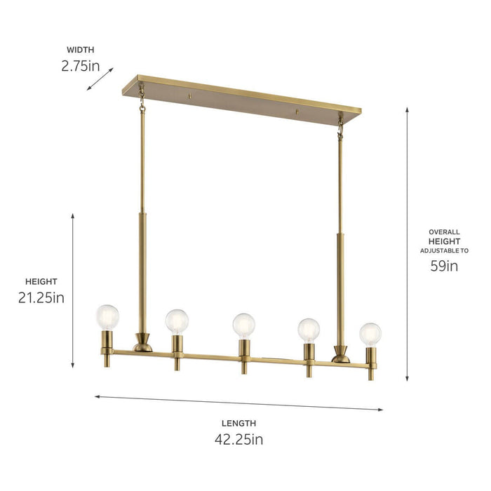 Kichler - 52425BNB - Five Light Linear Chandelier - Torvee - Brushed Natural Brass