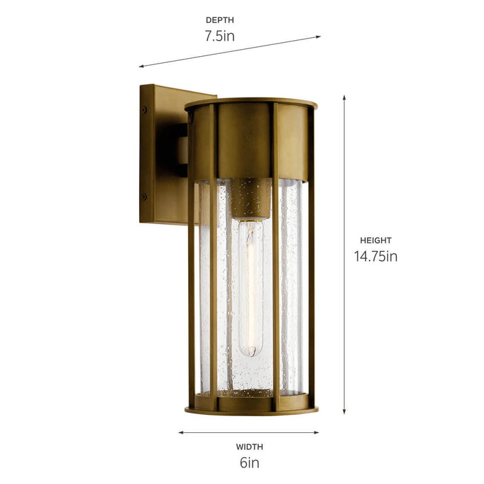 Kichler - 59080NBR - One Light Outdoor Wall Mount - Camillo - Natural Brass