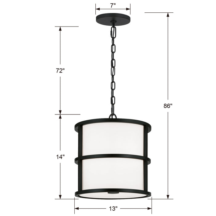 Crystorama - 9593-MK - Three Light Pendant - Hulton - Matte Black