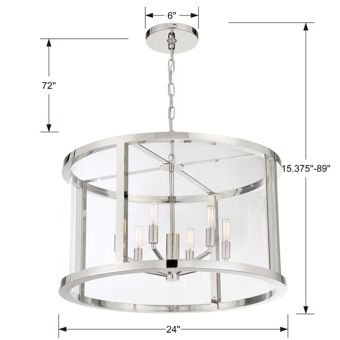 Crystorama - DEV-B8066-PN - Six Light Chandelier - Devon - Polished Nickel