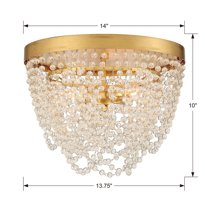 Crystorama - FIO-A9103-GA-CL - Three Light Flush Mount - Fiona - Antique Gold