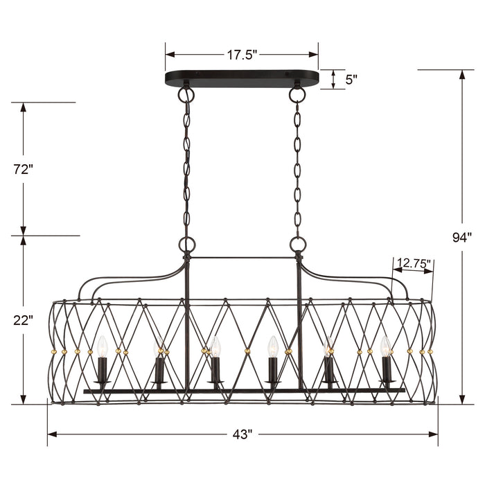 Crystorama - ZUC-A9037-EB-GA - Six Light Chandelier - Zucca - English Bronze / Antique Gold