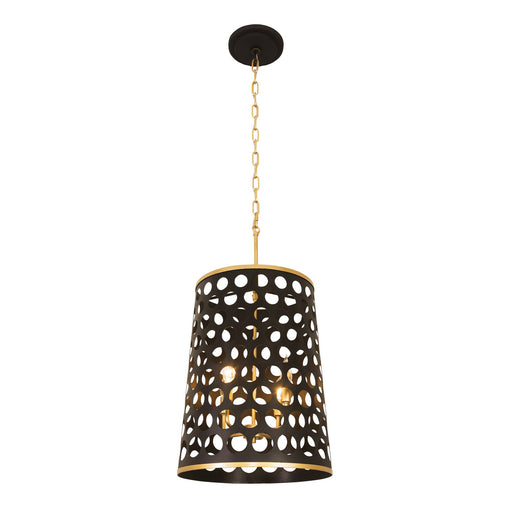 Varaluz - 346F04MBFG - Four Light Foyer Pendant - Bailey - Matte Black/French Gold