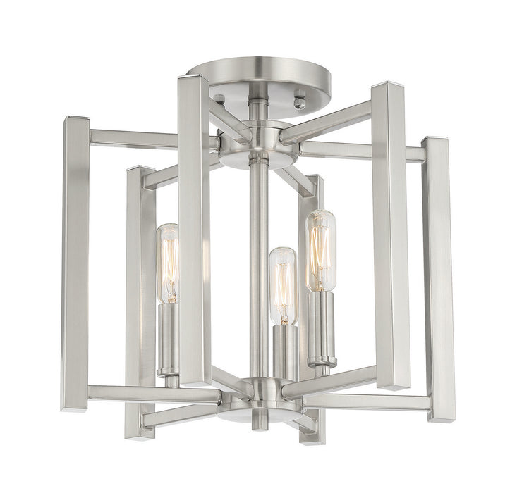 Savoy House - 6-7702-3-SN - Three Light Semi-Flush Mount - Benson - Satin Nickel