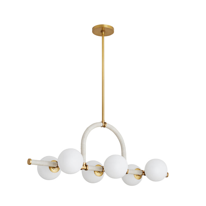 Arteriors - 89467 - Six Light Linear Chandelier - Harrison - Antique Brass