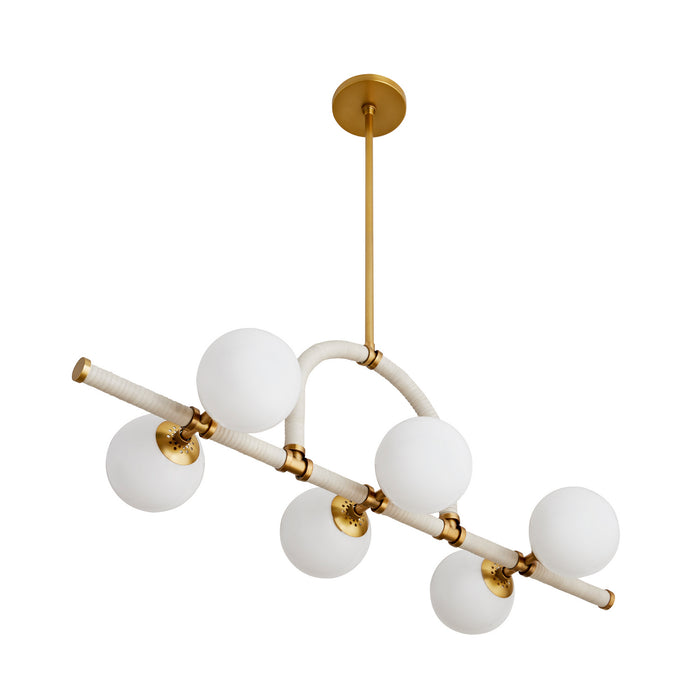 Arteriors - 89467 - Six Light Linear Chandelier - Harrison - Antique Brass