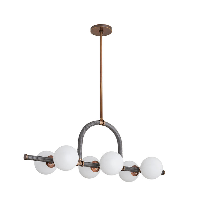 Arteriors - 89469 - Six Light Linear Chandelier - Harrison - Heritage Brass