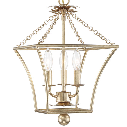 Crystorama - 514-GA - Three Light Mini Chandelier - Broche - Antique Gold