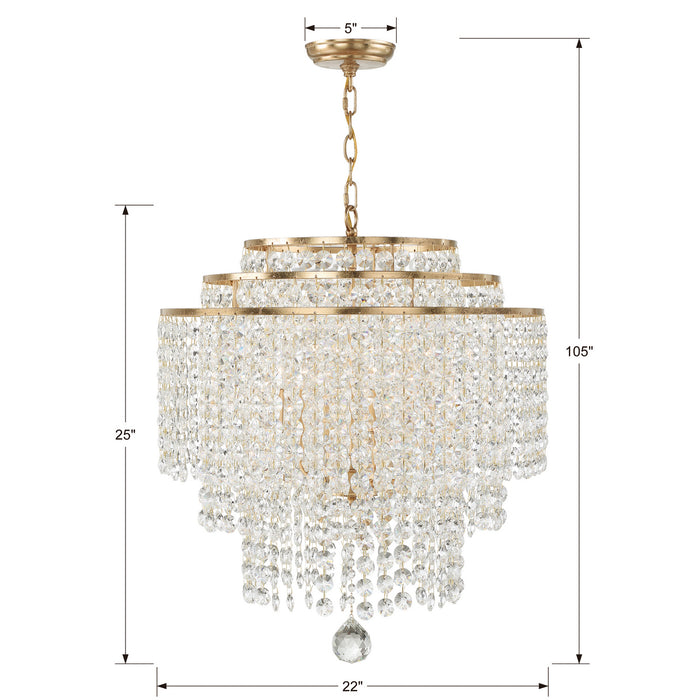 Crystorama - GAB-B7305-GA - Six Light Chandelier - Gabrielle - Antique Gold