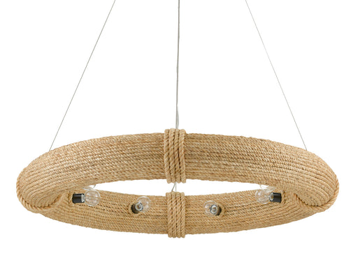 Currey and Company - 9000-0804 - Eight Light Chandelier - Portmeirion - Satin Black/Abaca Rope