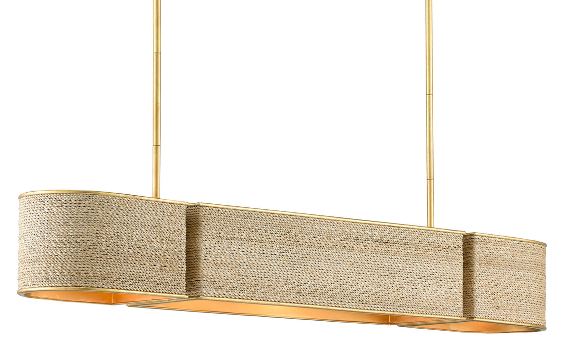 Currey and Company - 9000-0820 - Four Light Chandelier - Tenby - Contemporary Gold Leaf/Abaca Rope