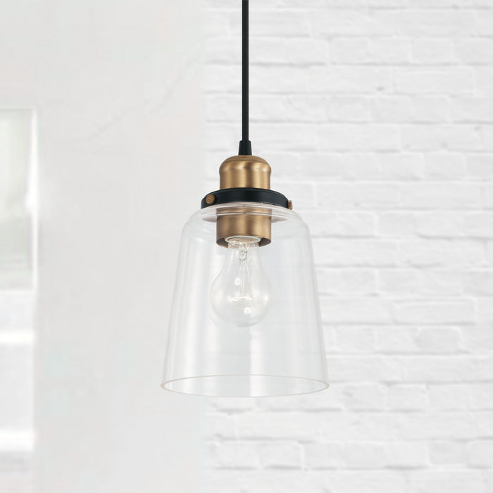 Capital Lighting - 3718AB-135 - One Light Pendant - Fallon - Aged Brass and Black