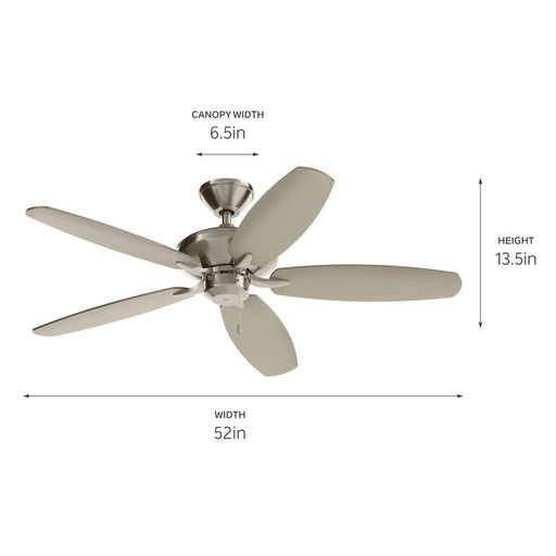 Kichler - 330164BSS - 52"Ceiling Fan - Renew Es - Brushed Stainless Steel