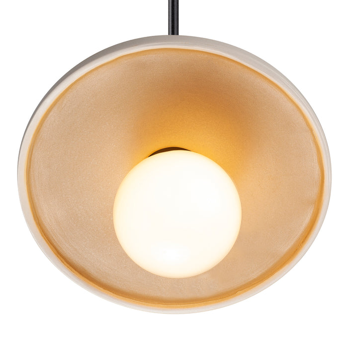 Justice Designs - CER-6325-MTGD-MBLK-BKCD - One Light Pendant - Radiance - Matte White with Champagne Gold