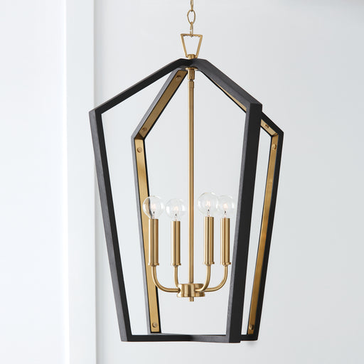 Capital Lighting - 344541KM - Four Light Pendant - Maren - Flat Black and Matte Brass