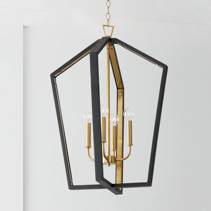 Capital Lighting - 344541KM - Four Light Pendant - Maren - Flat Black and Matte Brass