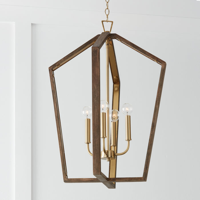 Capital Lighting - 344541NM - Four Light Pendant - Maren - Nordic Wood and Matte Brass