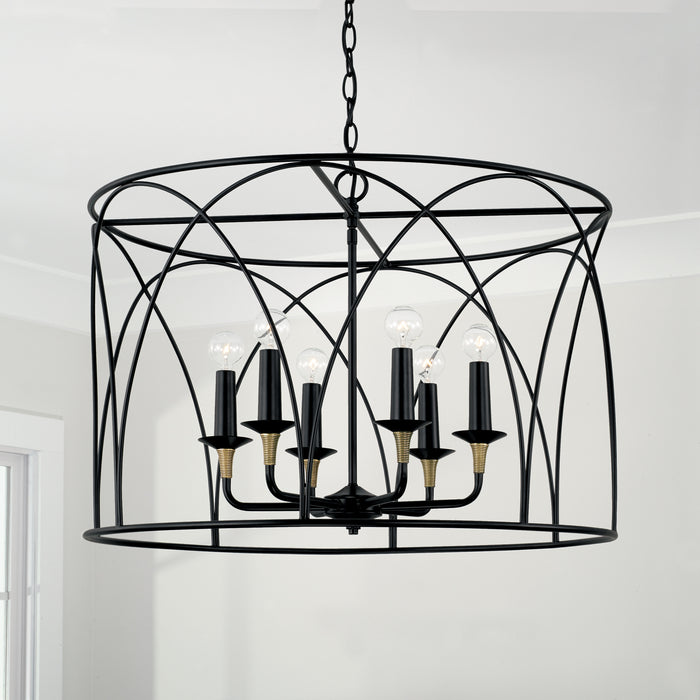 Capital Lighting - 345661KB - Six Light Pendant - Amara - Matte Black with Brass