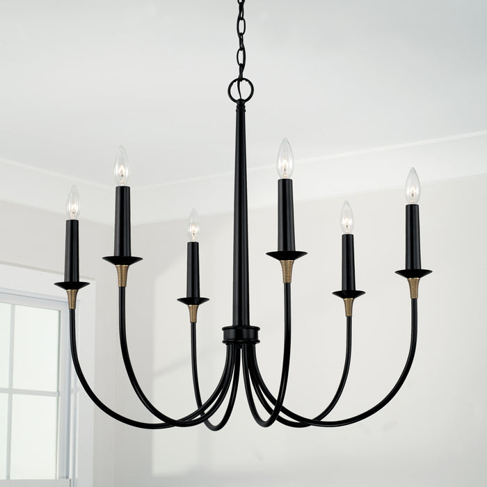 Capital Lighting - 445661KB - Six Light Chandelier - Amara - Matte Black with Brass