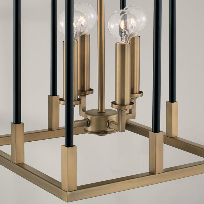 Capital Lighting - 544741AB - Four Light Foyer Pendant - Bleeker - Aged Brass and Black