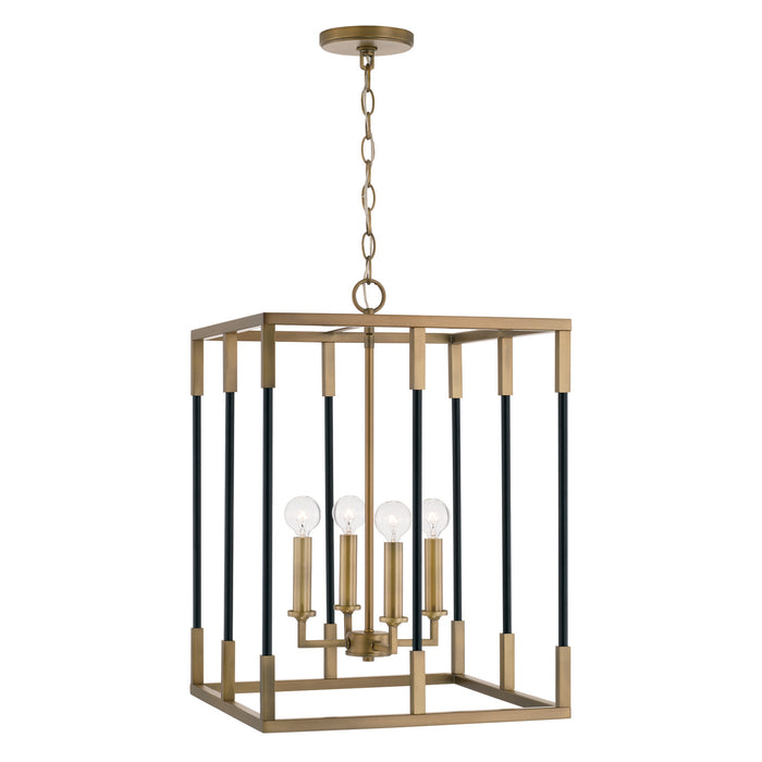 Capital Lighting - 544742AB - Four Light Foyer Pendant - Bleeker - Aged Brass and Black