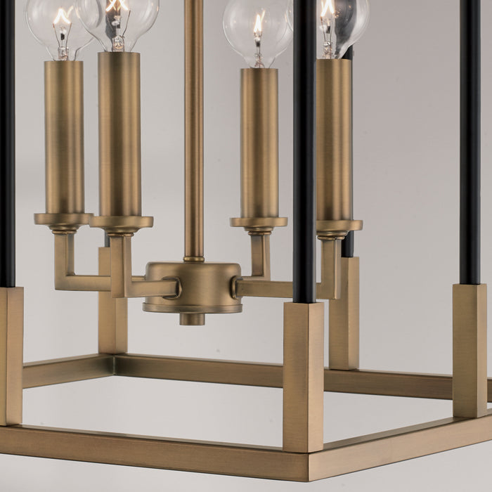 Capital Lighting - 544742AB - Four Light Foyer Pendant - Bleeker - Aged Brass and Black