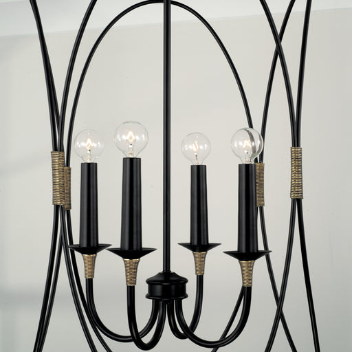 Capital Lighting - 545641KB - Four Light Foyer Pendant - Amara - Matte Black with Brass