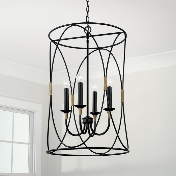 Capital Lighting - 545641KB - Four Light Foyer Pendant - Amara - Matte Black with Brass