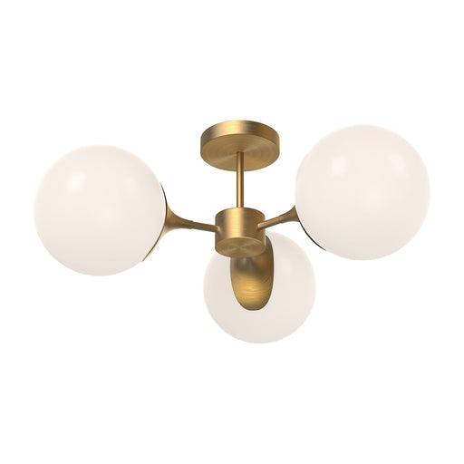 Alora - SF505326AGOP - Three Light Semi-Flush Mount - Nouveau - Aged Gold/Opal Matte Glass