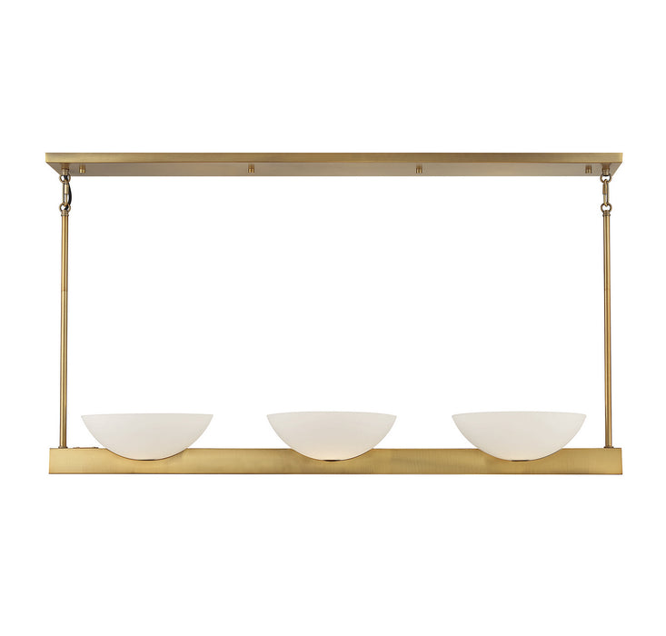 Savoy House - 1-1614-3-322 - Three Light Linear Chandelier - Fallon - Warm Brass