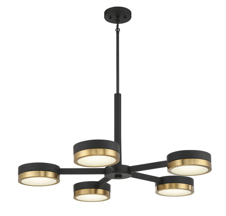 Savoy House - 1-1635-5-143 - LED Chandelier - Ashor - Matte Black with Warm Brass Accents