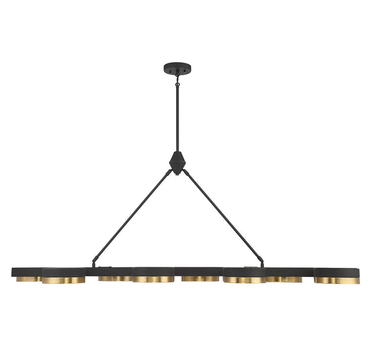 Savoy House - 1-1636-8-143 - LED Linear Chandelier - Ashor - Matte Black with Warm Brass Accents