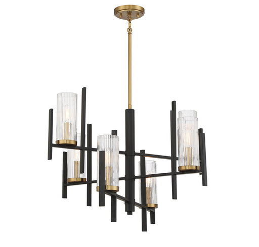 Savoy House - 1-1906-6-143 - Six Light Chandelier - Midland - Matte Black with Warm Brass Accents