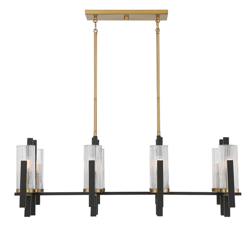 Savoy House - 1-1907-8-143 - Eight Light Linear Chandelier - Midland - Matte Black with Warm Brass Accents