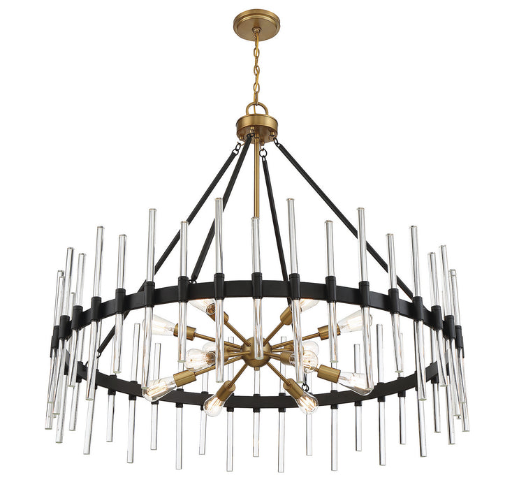 Savoy House - 1-1934-12-143 - 12 Light Chandelier - Santiago - Matte Black with Warm Brass Accents