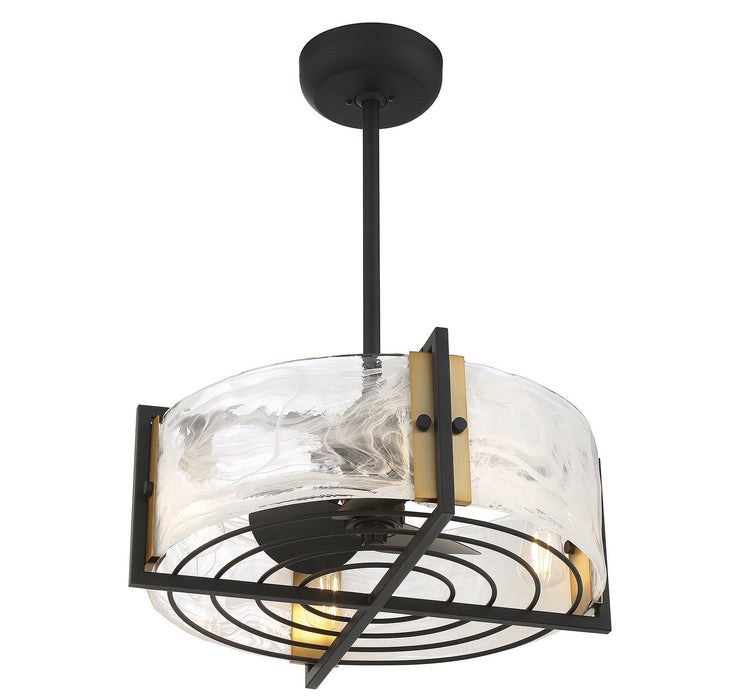 Savoy House - 24-FD-1698-143 - Four Light Fan D'lier - Hayward - Matte Black with Warm Brass Accents