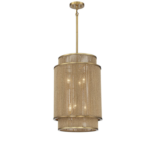 Savoy House - 3-1773-6-320 - Six Light Pendant - Ashburn - Warm Brass and Rope