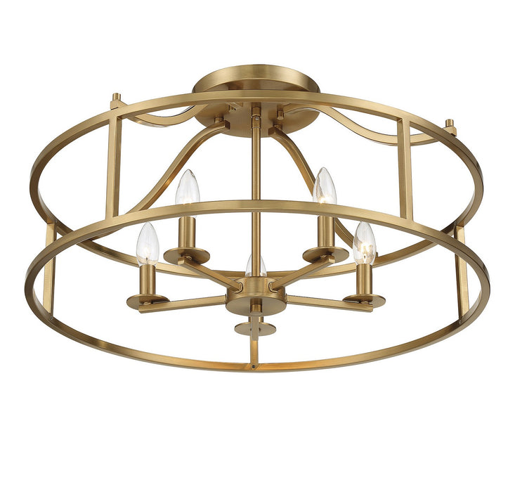 Savoy House - 6-1679-5-322 - Five Light Semi Flush Mount - Stockton - Warm Brass