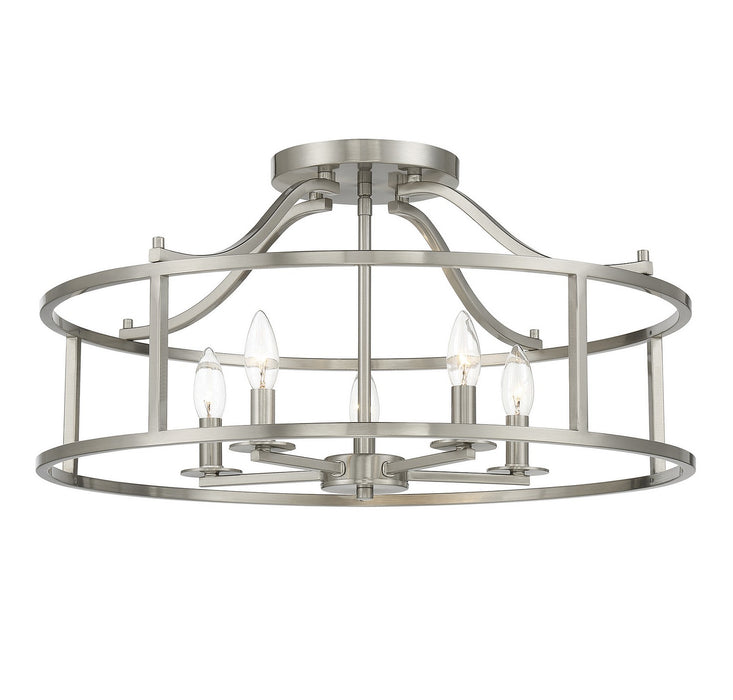 Savoy House - 6-1679-5-SN - Five Light Semi Flush Mount - Stockton - Satin Nickel