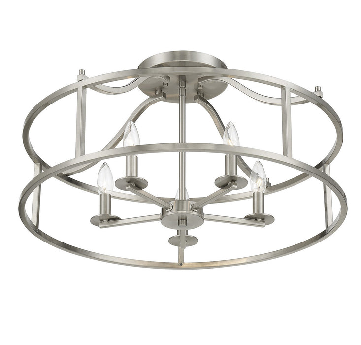 Savoy House - 6-1679-5-SN - Five Light Semi Flush Mount - Stockton - Satin Nickel