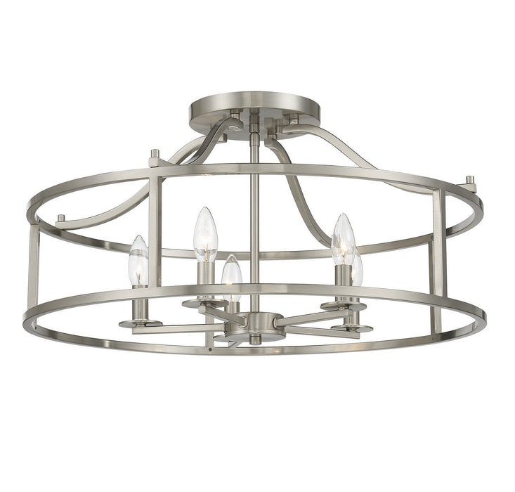 Savoy House - 6-1679-5-SN - Five Light Semi Flush Mount - Stockton - Satin Nickel