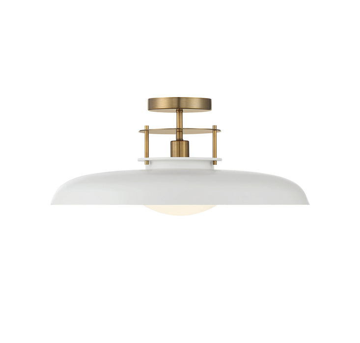 Savoy House - 6-1685-1-142 - One Light Semi-Flush Mount - Gavin - White with Warm Brass Accents