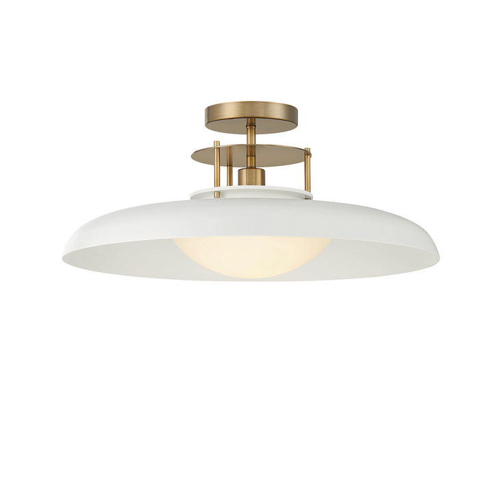 Savoy House - 6-1685-1-142 - One Light Semi-Flush Mount - Gavin - White with Warm Brass Accents