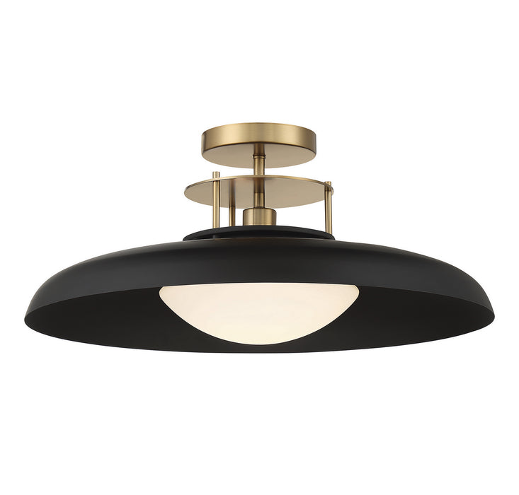 Savoy House - 6-1685-1-143 - One Light Semi-Flush Mount - Gavin - Matte Black with Warm Brass Accents