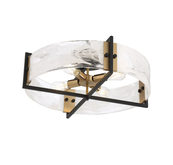 Savoy House - 6-1695-4-143 - Four Light Semi-Flush Mount - Hayward - Matte Black with Warm Brass Accents