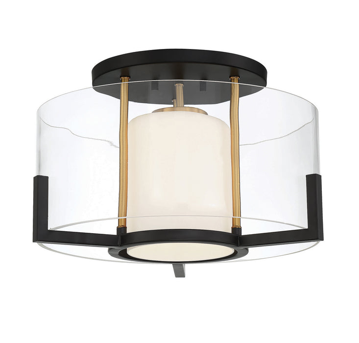 Savoy House - 6-1981-1-143 - One Light Semi-Flush Mount - Eaton - Matte Black with Warm Brass Accents