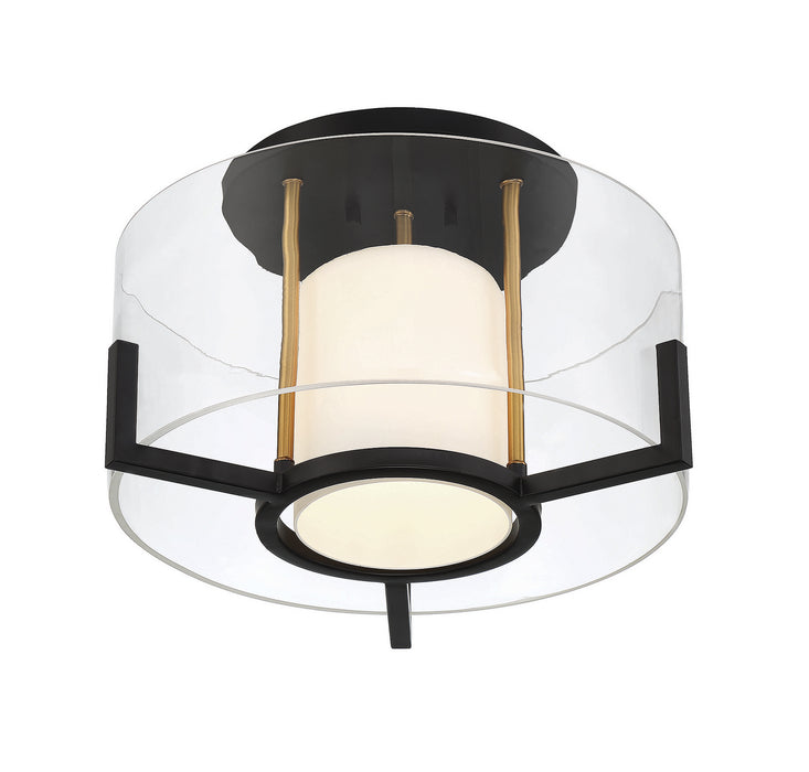 Savoy House - 6-1981-1-143 - One Light Semi-Flush Mount - Eaton - Matte Black with Warm Brass Accents