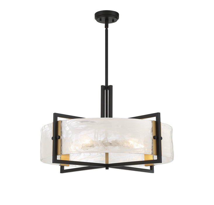 Savoy House - 7-1696-5-143 - Five Light Pendant - Hayward - Matte Black with Warm Brass Accents